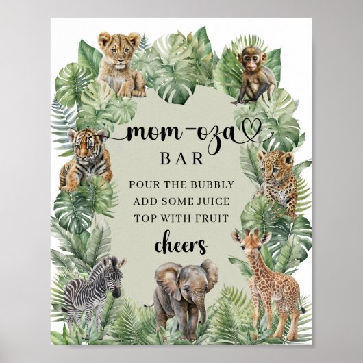 Baby Boy Tropical Oerwoud Safari Mom-osa bar teken Poster (Voorkant)
