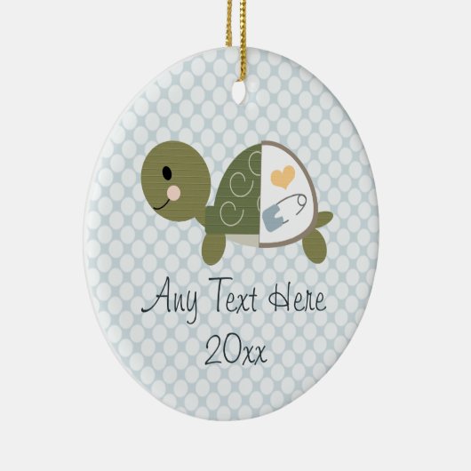 Baby Boy Turtle Ornament Blue Diaper Pin (Rechts)