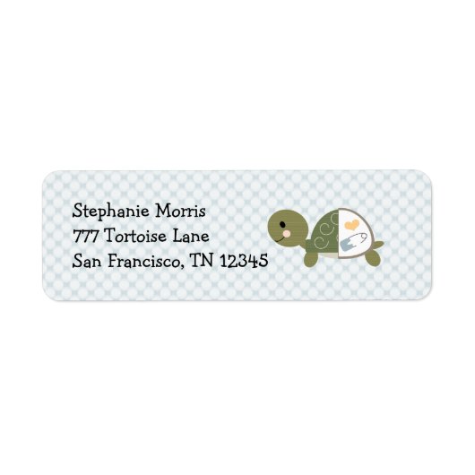 Baby Boy Turtle Retouradres Labels Custom (Voorkant)