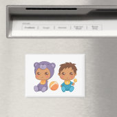 Baby Boy Twins Purple Bear Jumpsuit Magnet (In Situ (Lave-vaisselle))