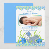 Baby Boy Under the Sea Cartoon Faire-part de naiss (Devant / Derrière)