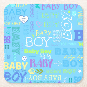Baby Boy Vierkante Kartonnen Onderzetter