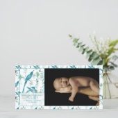 Baby Boy Vintage Baby Bird Picture Faire-part (Debout devant)