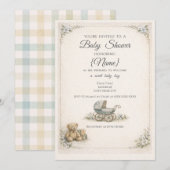 Baby Boy Vintage Baby Shower Invitation (Devant / Derrière)