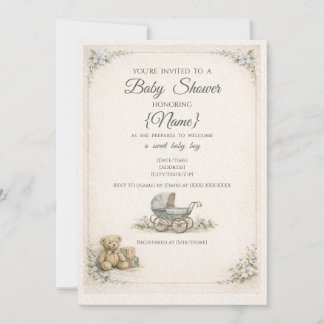 Baby Boy Vintage Baby Shower Invitation Kaart