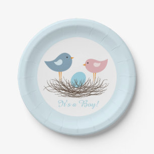 Baby Boy Vogelnest Baby Shower Papieren Bordje