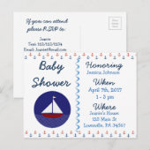 Baby Boy Voilier Blue Baby shower Invitation (Devant / Derrière)