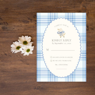 Baby Boy Waterverf Kuiken Blauwe Reactie RSVP Kaartje