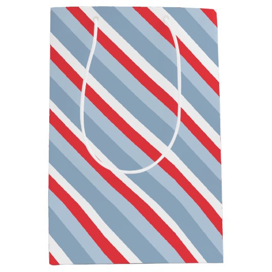 Baby Boy Whimsical Denim Leuke Blauwe Strepen Medium Cadeauzakje (Voorkant)