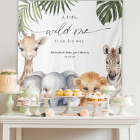 Baby Boy Wild One Safari Dierenfeestje Achtergrond