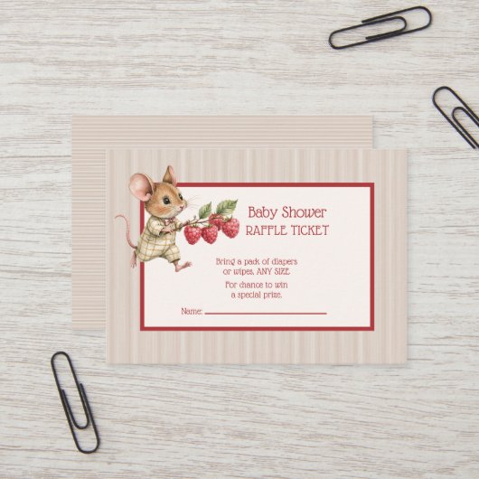 Baby Boy Woodland Animal Raffle Ticket (Devant/Arrière en situation)