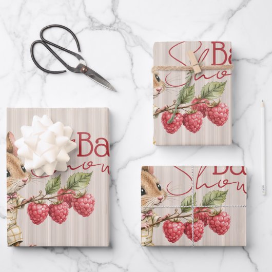 Baby Boy Woodland Animal Shower Inpakpapier Vel (Voorkant)