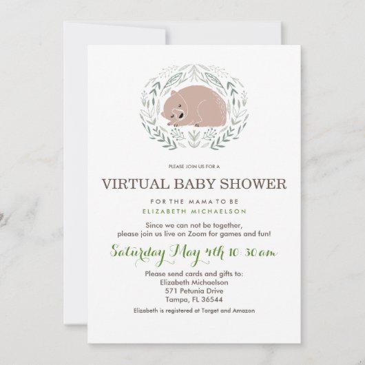 Baby boy woodland baby shower virtuel Invitation (Devant)