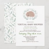 Baby boy woodland baby shower virtuel Invitation (Devant / Derrière)