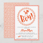 Baby Boy Woodland Fox Baby shower Invitation (Devant / Derrière)