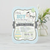 Baby Boy Zebra, Invitation Baby shower Pastel (Debout devant)