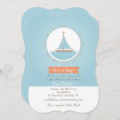 Baby Boy Zeilboot Uitnodiging (Voorkant / Achterkant)