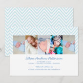 Baby Boy Zigzag Blue 5 Photo Faire-part de naissan (Devant / Derrière)