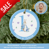 Baby Boy's 1e kerst foto decoratie konijn