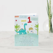 Baby Boys 1st Birthday Kaart - Walking Dino (Voorkant)