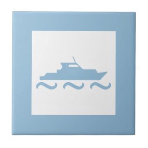 Baby Boy's Blue Boat Tegeltje