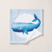 Baby Boys Blue Watercolor Whale Ocean Nom de l'ani (Gant de toilette)