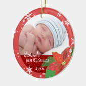 Baby Boy's eerste kerstcadeautje Fotoornament Keramisch Ornament (Links)