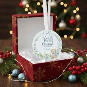 Baby Boy's Eerste Kerstfeest Gepersonaliseerde Naa Ornament