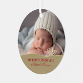 Baby Boy's Eerste Kerstgeboorte Stats & Foto Metalen Ornament (Voorkant links)