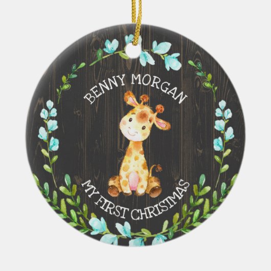 Baby Boy's eerste kerstGiraffe Ornament (Voorkant)