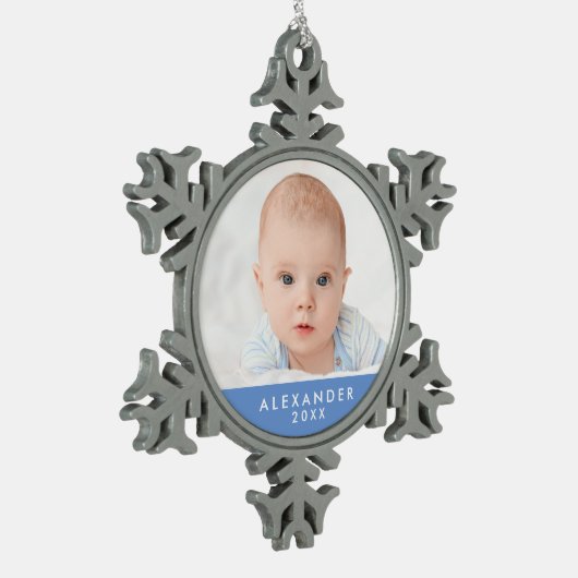 Baby Boy's eerste kerstversiering Tin Sneeuwvlok Ornament (Links)
