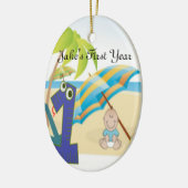 Baby Boy's eerste verjaardag Keramisch Ornament (Links)