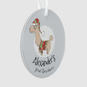 Baby Boys First Christmas Festive Llama and Name (devant)