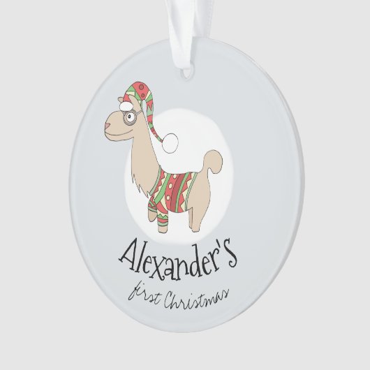 Baby Boys First Christmas Festive Llama and Name (devant)