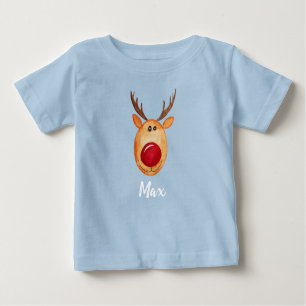 Baby Boy's Kerstmis Waterverf Rudolph met naam
