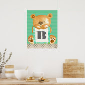 Baby Boys Room Monogram Teddy Bear Poster (Keuken)