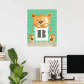 Baby Boys Room Monogram Teddy Bear Poster (Thuiskantoor)