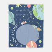 Baby Boys Schattige Space Rocket Ship Milestone Fleece Deken (Voorkant)