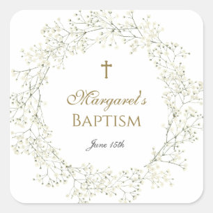 Baby Breath Baptisme Communie Vierkante Sticker