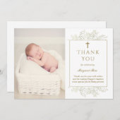 Baby Breath Flowers Doop Foto Dank u Kaart (Voorkant / Achterkant)