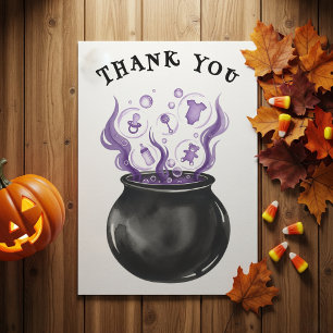 Baby Brew Witch Cauldron Halloween Baby shower Bedankkaart