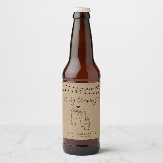 Baby Brewing Beer Couple's Baby shower Bier Etiket (Voorkant)
