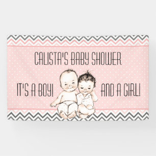  Baby Broer en zuster Twins Baby shower Spandoek