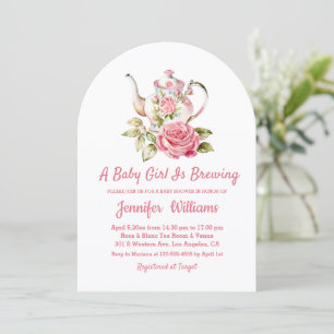 baby Brouwen Tea Party Meisje baby shower Roze Kaart