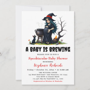 Baby Brouwen Witch Black Cat Halloween Baby shower Kaart