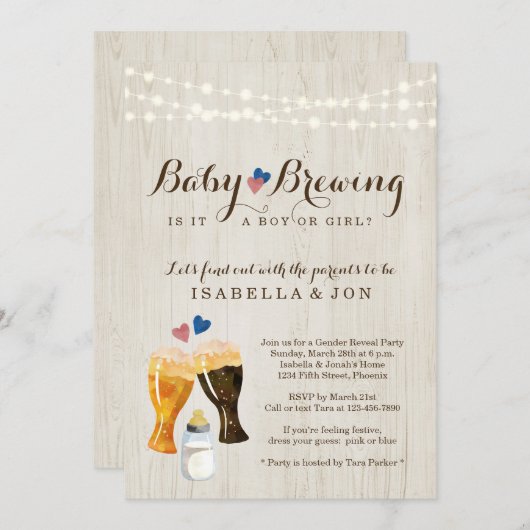 Baby Brouwerij-seksegerelateerde uitnodiging (Voorkant / Achterkant)