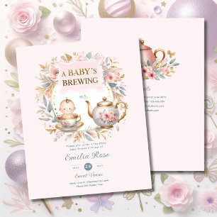 Baby Brouwt Baby Shower Aankondiging Thee Feestje