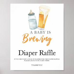 Baby brouwt bier baby shower luier raffle poster