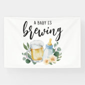 Baby brouwt bier en voert fles spandoek (Horizontaal)