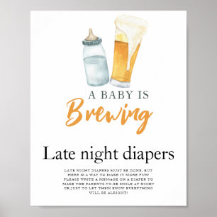 Baby brouwt bier Late night luiers spel Poster